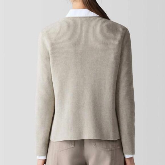 Eileen Fisher Crew Neck Organic Cotton Sweater Dove L - Picture 4 of 11